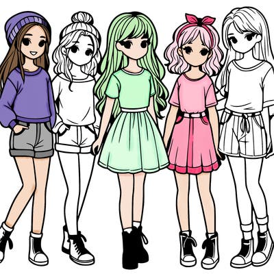 a group of five girls