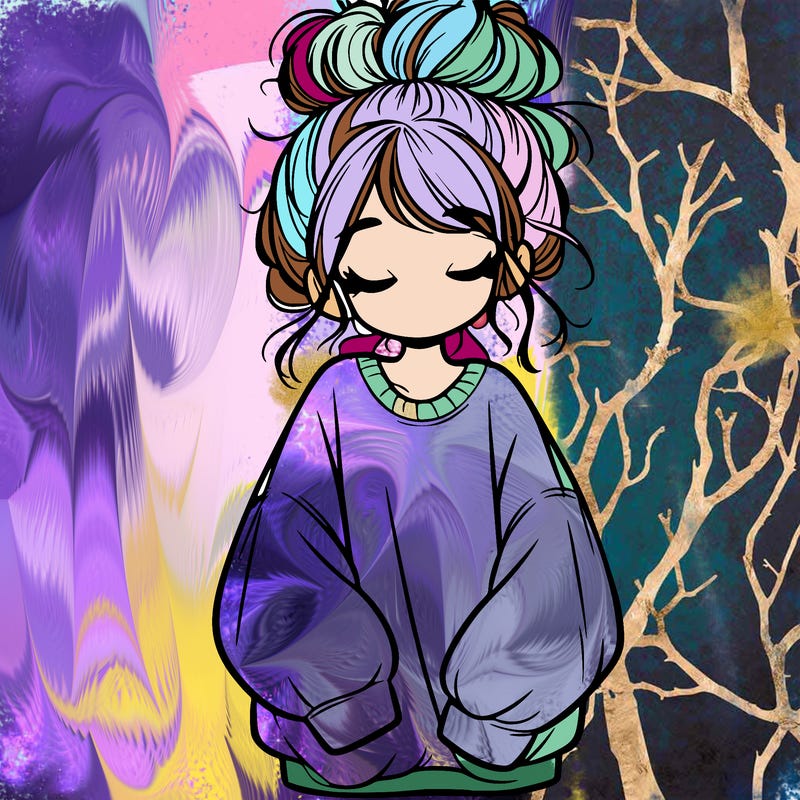 girl with baggy sweatshirt and messy bun