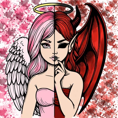 realistic angel half demon