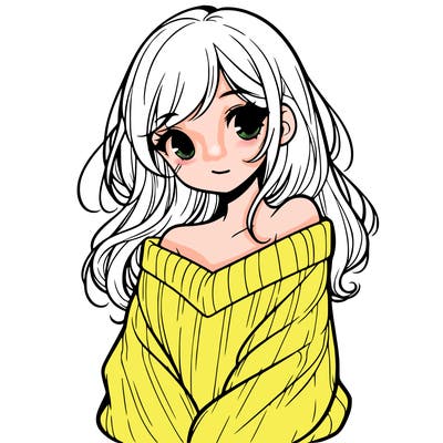 shy pretty girl wearing a sweater that is falling off one shoulder portrait