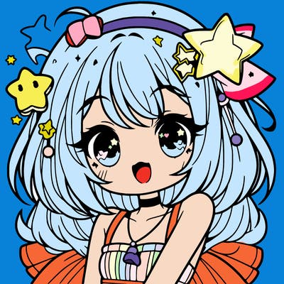 cute anime girl with star accessories