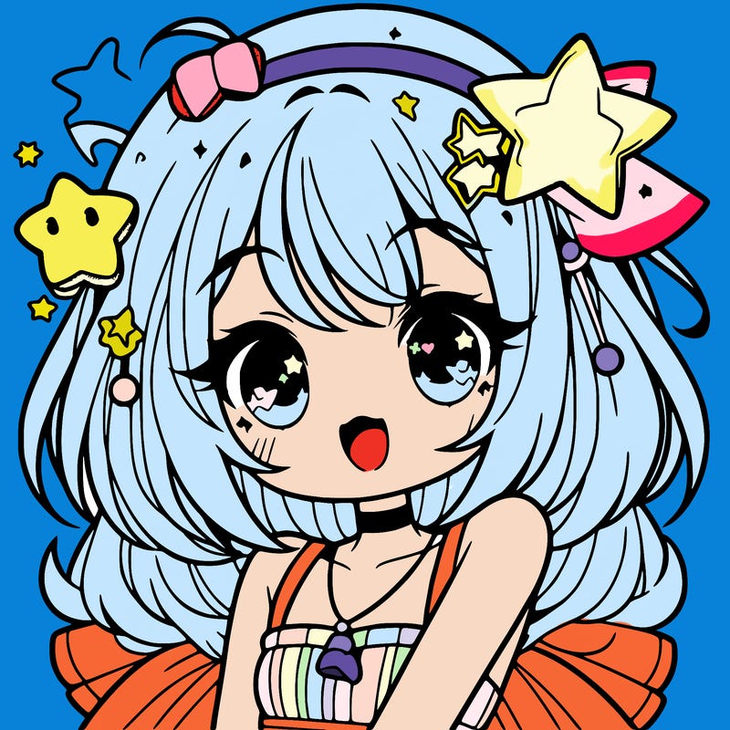 cute anime girl with star accessories