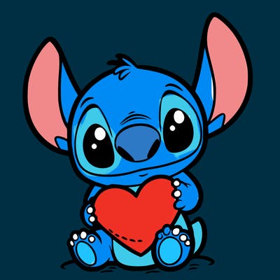 stich holding a heart