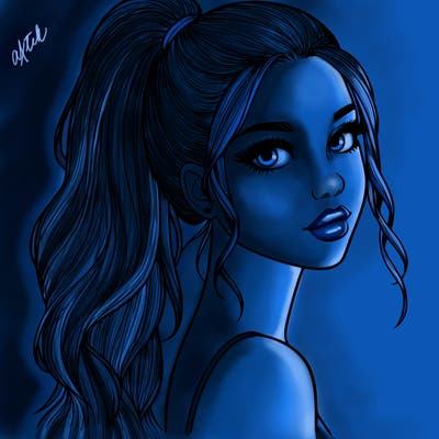 realistic pretty girl with high pony tail