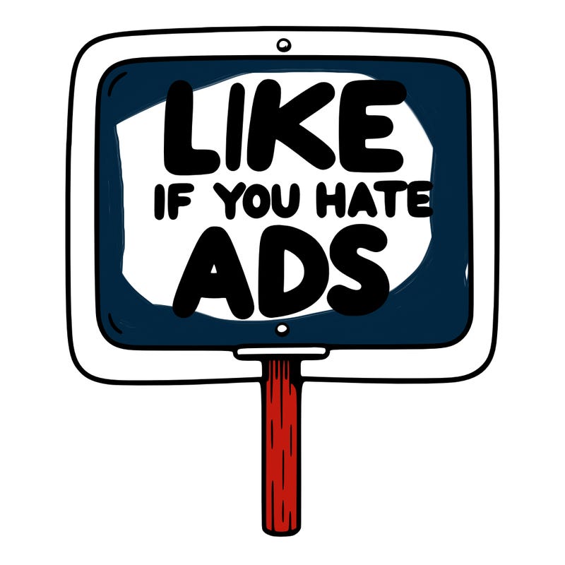 a sign that says like if you hate ads