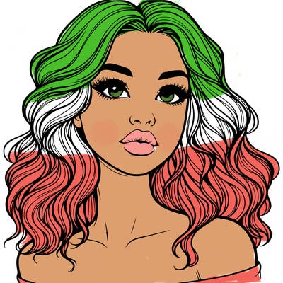 realistic girl with wavy hair and lips