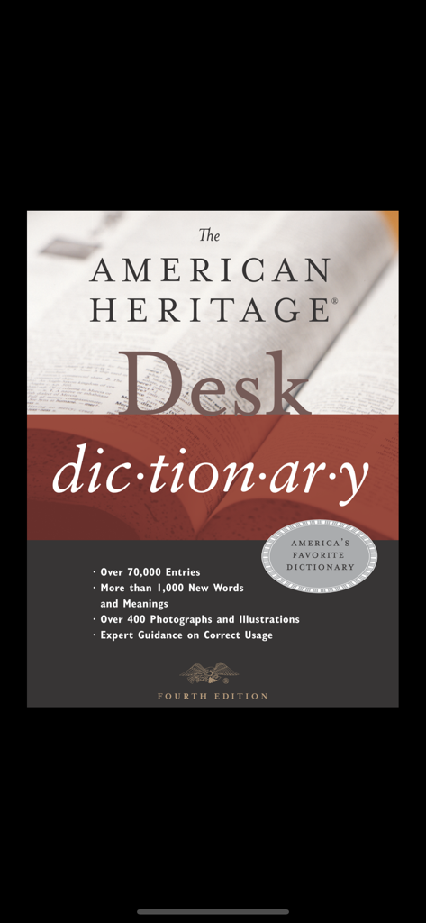 American Heritage® Desk - Cover of the American Heritage Desk Dictionary Fourth Edition featuring over 70,000 entries and expert usage guidance
