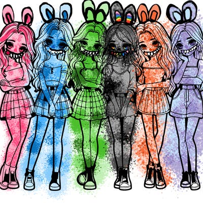 a group of girls realistic