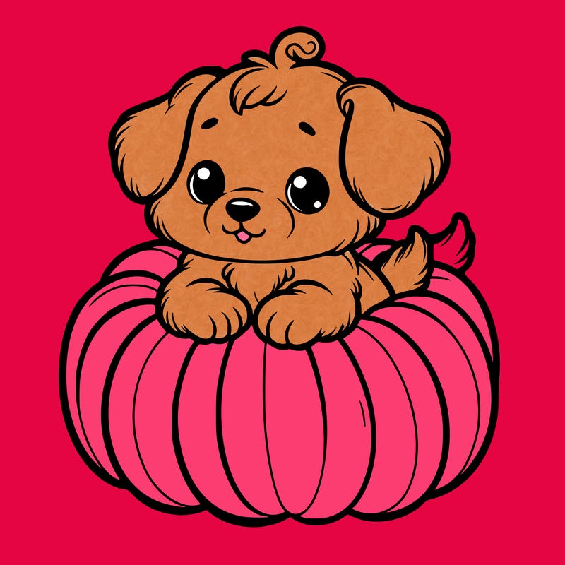 cute little puppy in a pumpkin