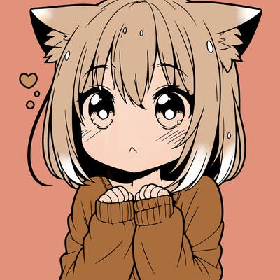 shy anime catgirl