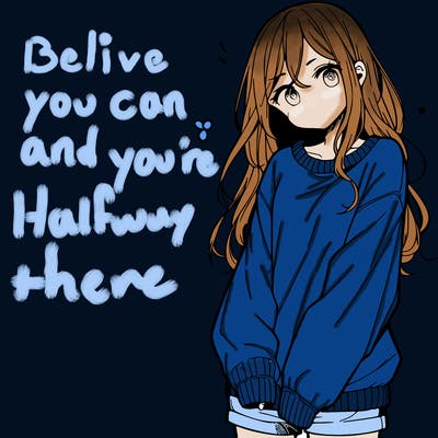 manga teen girl  in a sweater and baggy pants