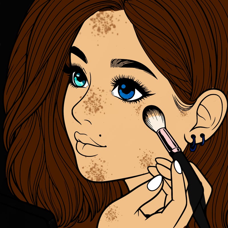 a realistic girl doing her makeup