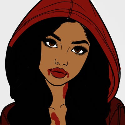 realistic beautiful girl with a hood on