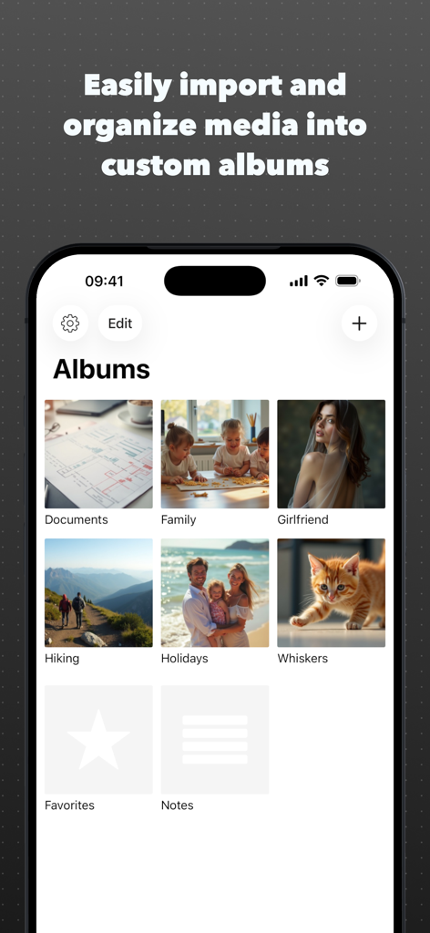 Vault – Keep your files hidden - Interface of Vault app showing organized folders for private photos and documents