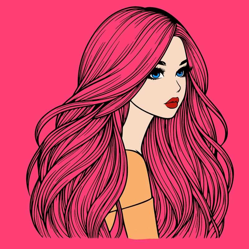 realistic girl with long realistic hair
