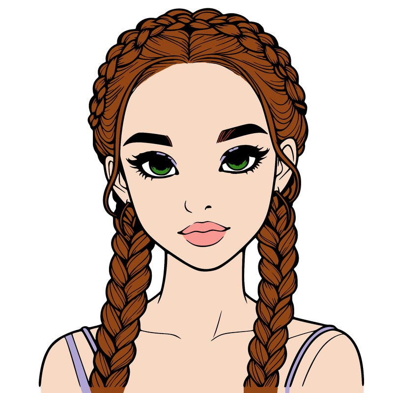 realistic girl with braids