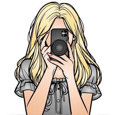 a realistic girl holding her phone taking pictures