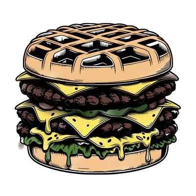realistic waffle burger