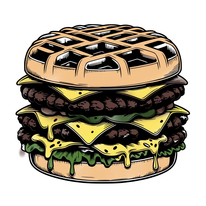 realistic waffle burger