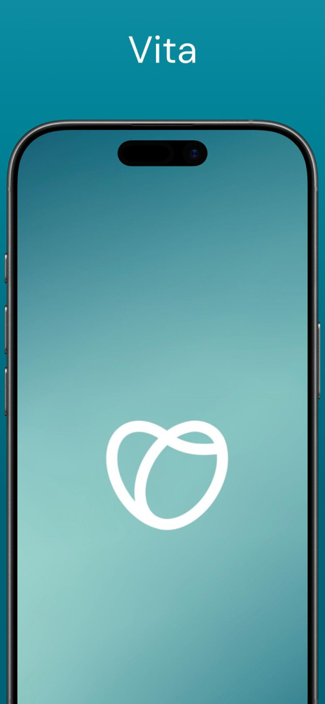 Vita IA - La pantalla de bienvenida de la aplicación Vita IA mostrando su logo de corazón blanco sobre un fondo verde azulado.