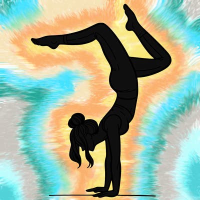 a woman doing a handstand