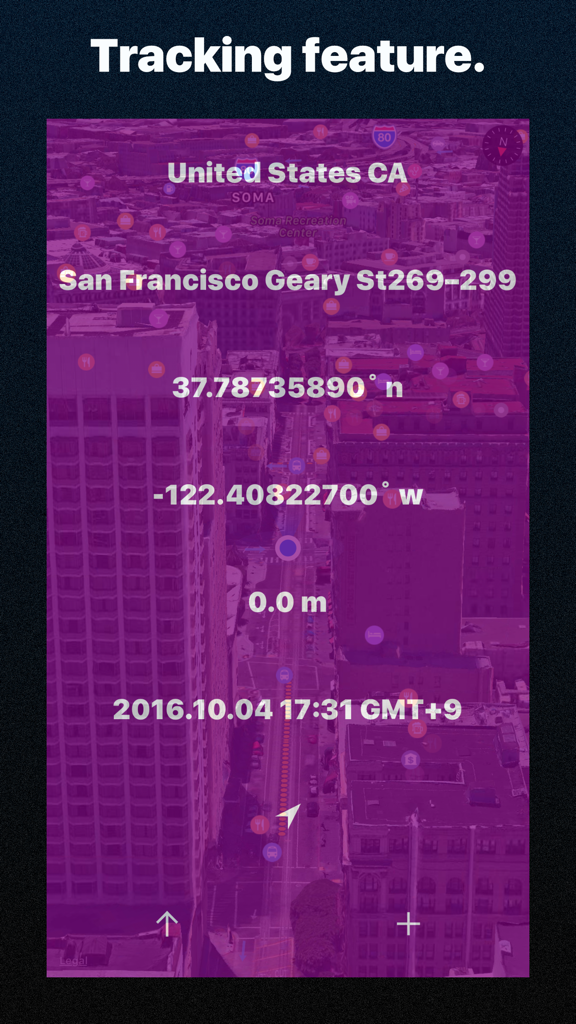 WGPS 2 AR interface showing precise latitude longitude and altitude tracking over a satellite map