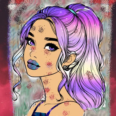 realistic girl with a ponytail on her hair and lips