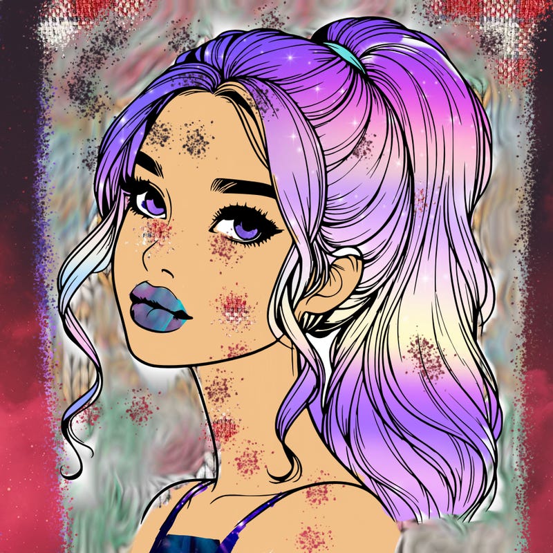 realistic girl with a ponytail on her hair and lips