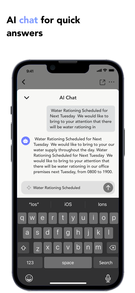 NoteGen - AI Note Taking - iPhone screen showing NoteGen AI chat interface providing quick answers and summaries of recorded notes