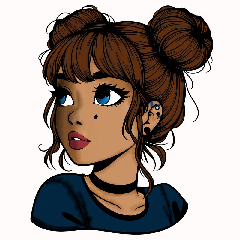realistic girl with spacebuns