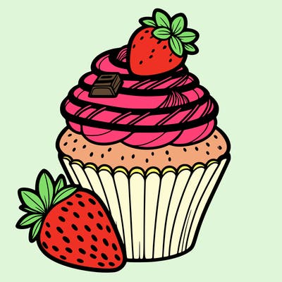 cupcake with chocolate and strawberry’s