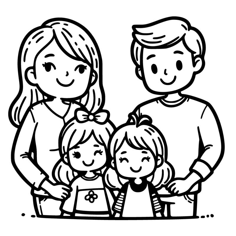 mom and dad and 2 girls