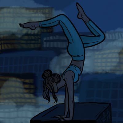 a woman doing a handstand
