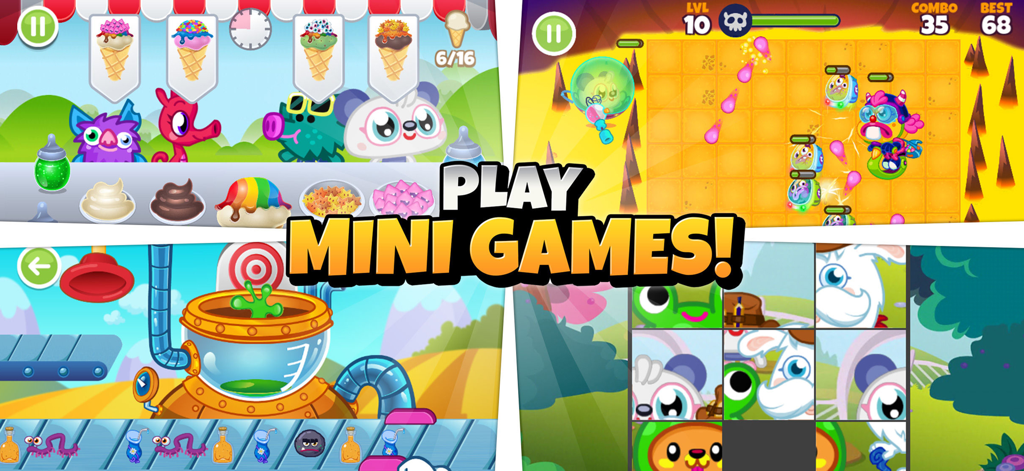 Moshi Monsters Egg Hunt - A variety of mini games in Moshi Monsters Egg Hunt including a puzzle and ice cream shop