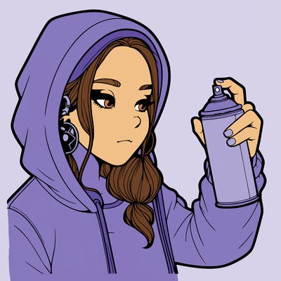 a realistic girl, spray painting