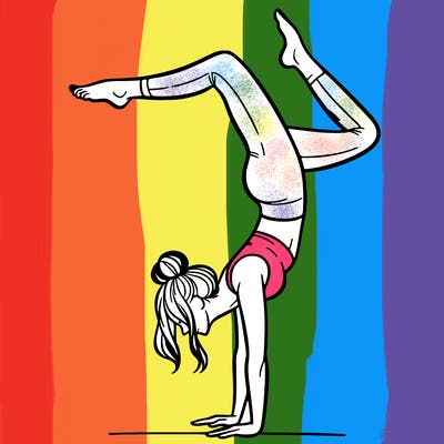 a woman doing a handstand