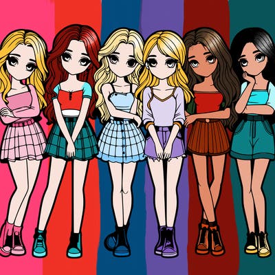 a group of girls realistic
