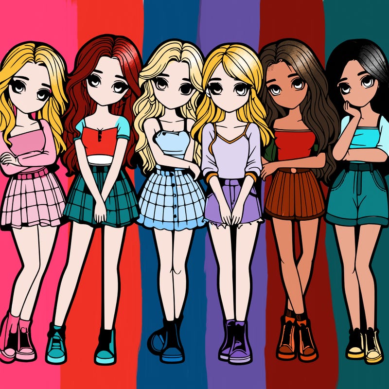 a group of girls realistic