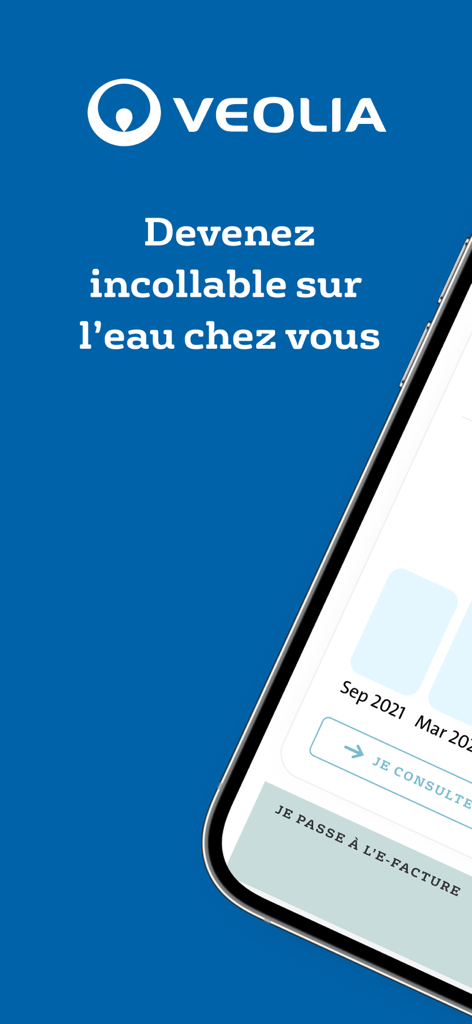 Veolia & moi - Eau - Interface of the Veolia et moi water utility app on a smartphone screen