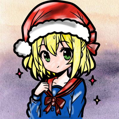 anime girl wearing a santa hat