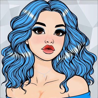 realistic girl with wavy hair and lips