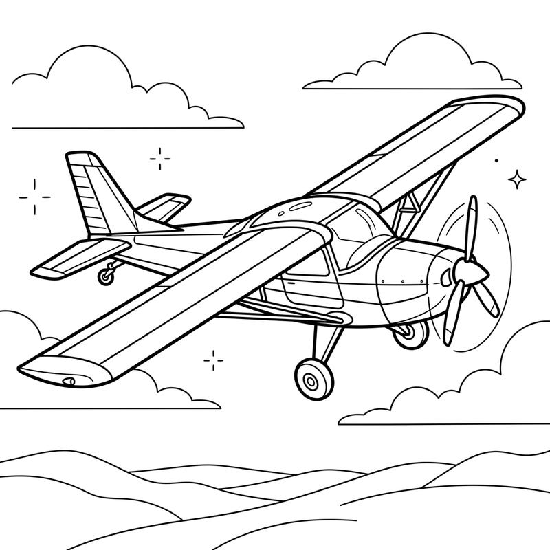 Embark on an aerial adventure with this captivating light aircraft coloring page, specially designed for seniors. Its clear outlines and engaging subject provide a delightful and relaxing coloring experience.