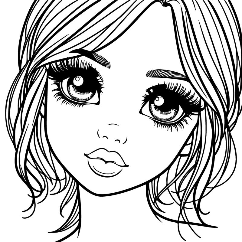 a realistic girl with small eyes big lips long eyelashes
