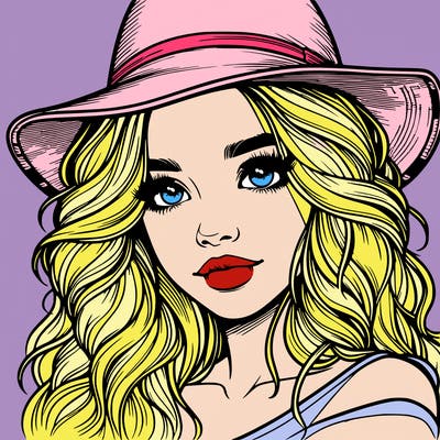 realistic girl with hat