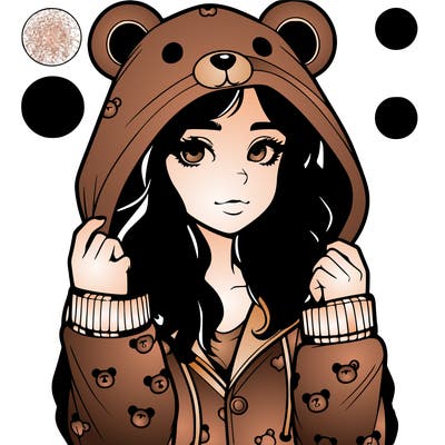 realistic girl in a animal pjs hoodie