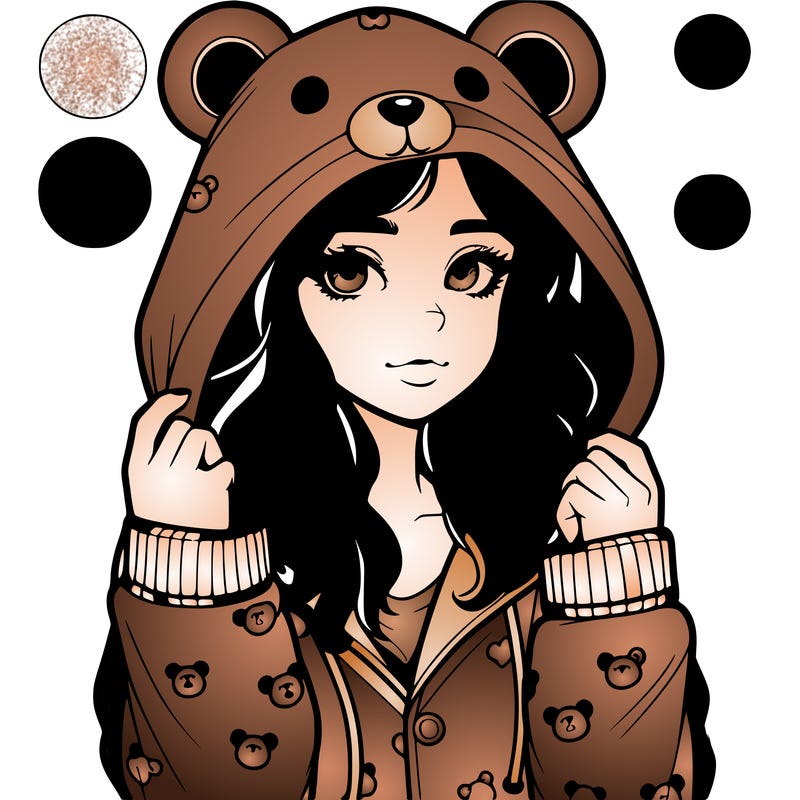 realistic girl in a animal pjs hoodie