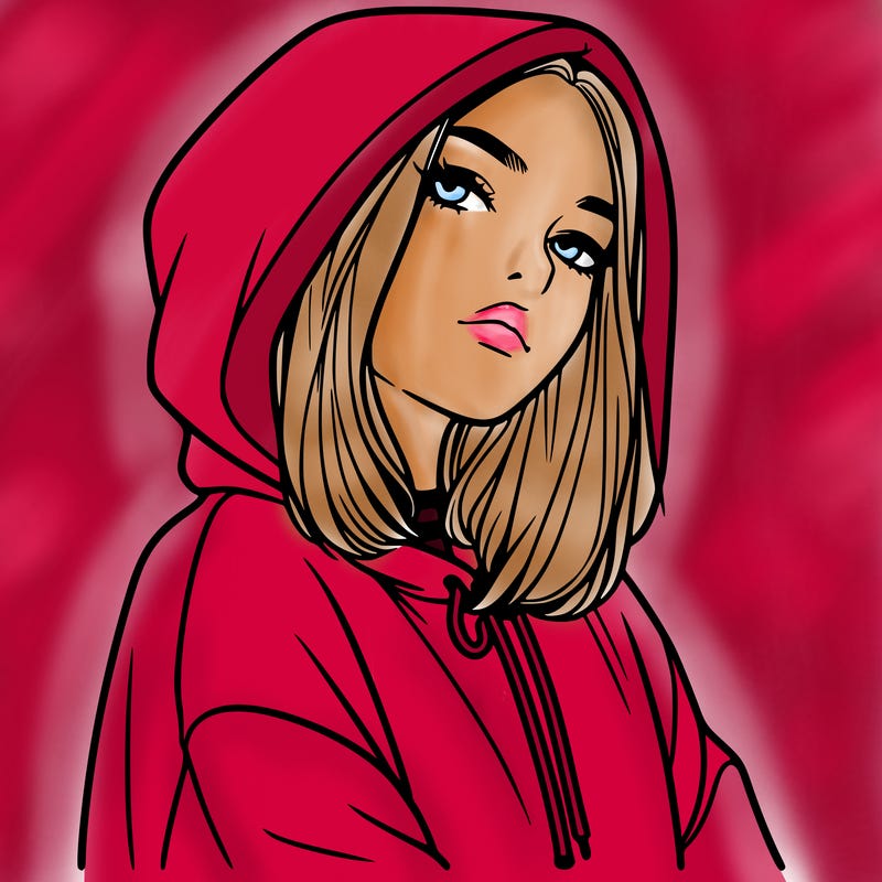 a realistic girl in a hoodie
