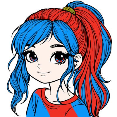 realistic girl with ponytail