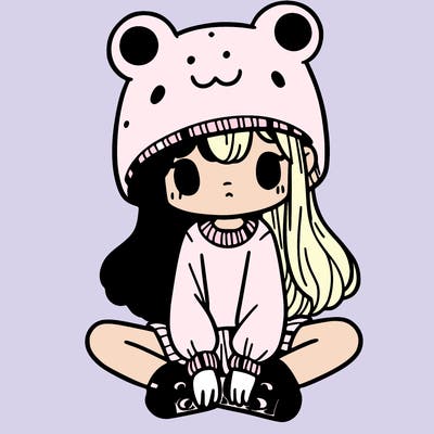 a girl wearing a frog hat and some frog socks