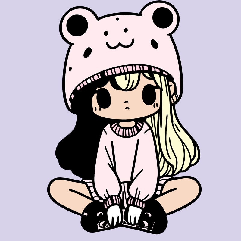 a girl wearing a frog hat and some frog socks